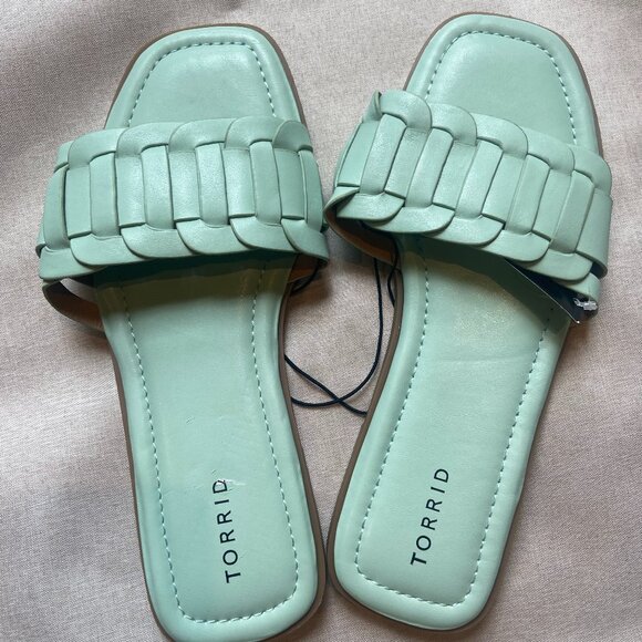 Torrid Braided Single Band Slide Sandals Mint Women's Size 9 NWT - Picture 1 of 2
